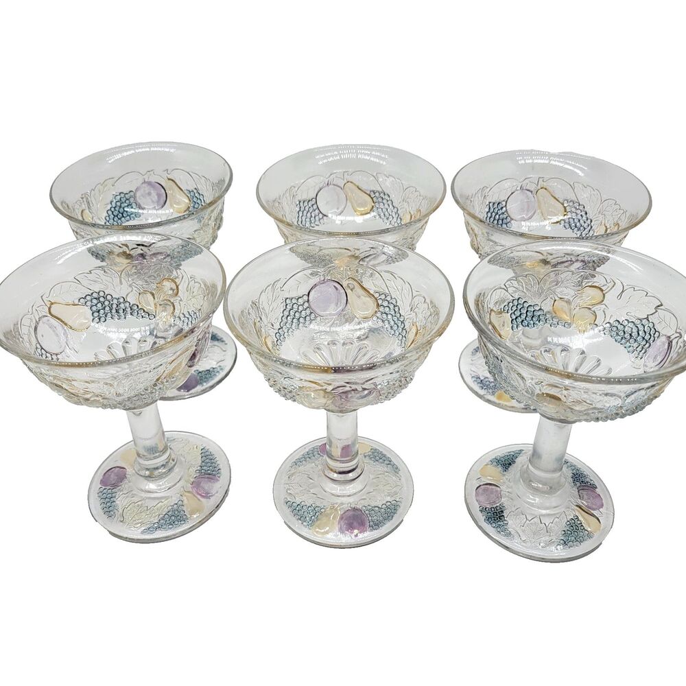 Westmoreland Della Robbia Flashed Champagne Sherbert  6 Glasses  4 3/4"TX3 5/8"D